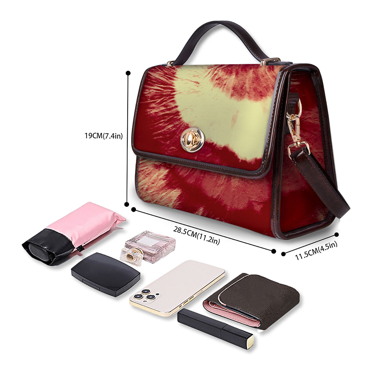 Tie Dye Yellow And Red Spider Print Women's Satchel Bag