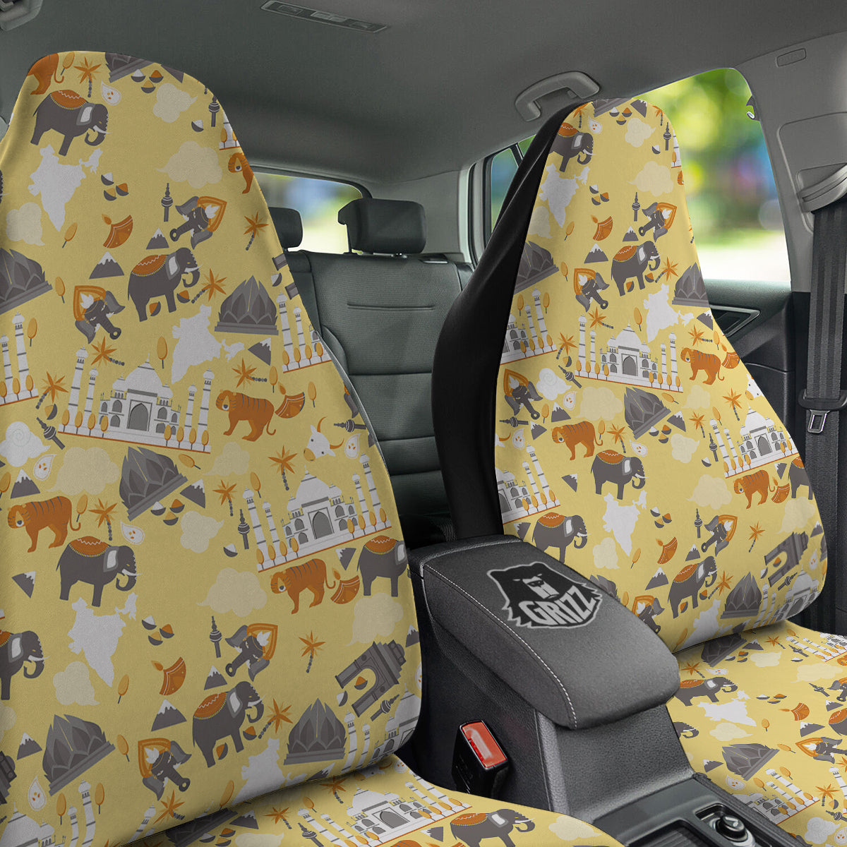 Tiger And Asian Elephant Print Car Seat Covers-grizzshop