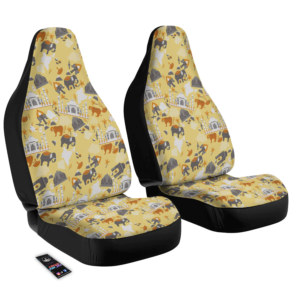 Tiger And Asian Elephant Print Car Seat Covers-grizzshop