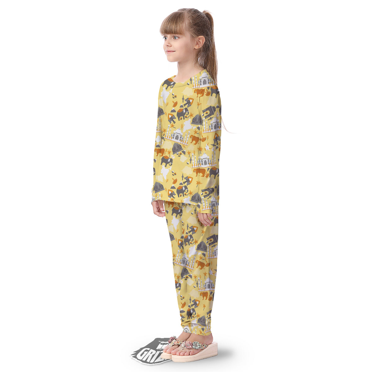 Tiger And Asian Elephant Print Kid's Pajamas-grizzshop
