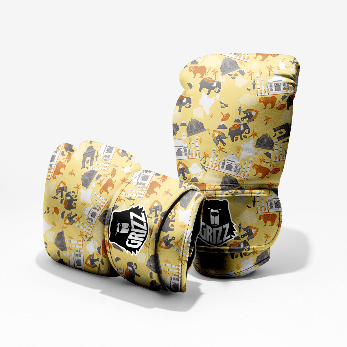 Tiger And Asian Elephant Print Pro Boxing Glove