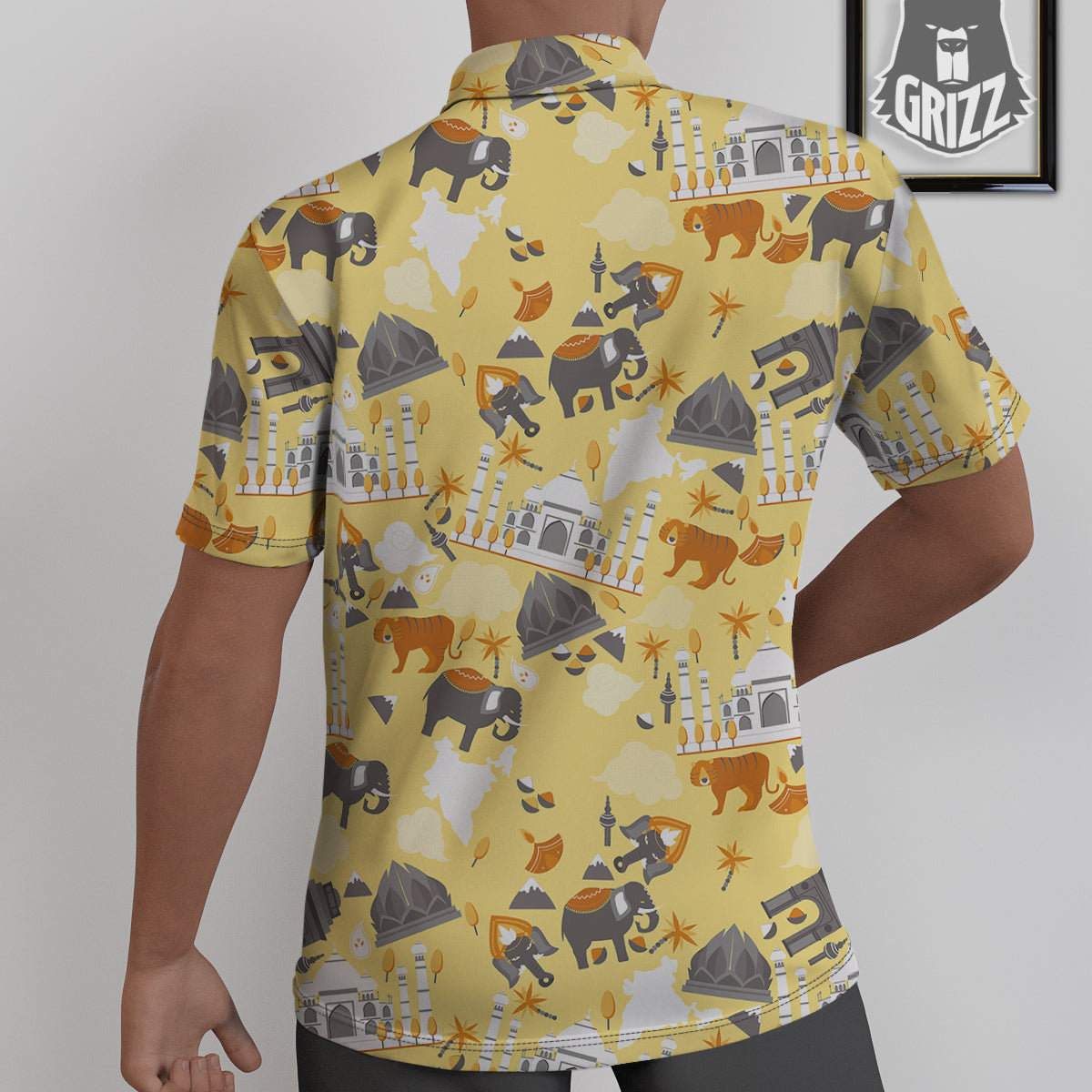 Tiger And Asian Elephant Print Untucked Shirts-grizzshop