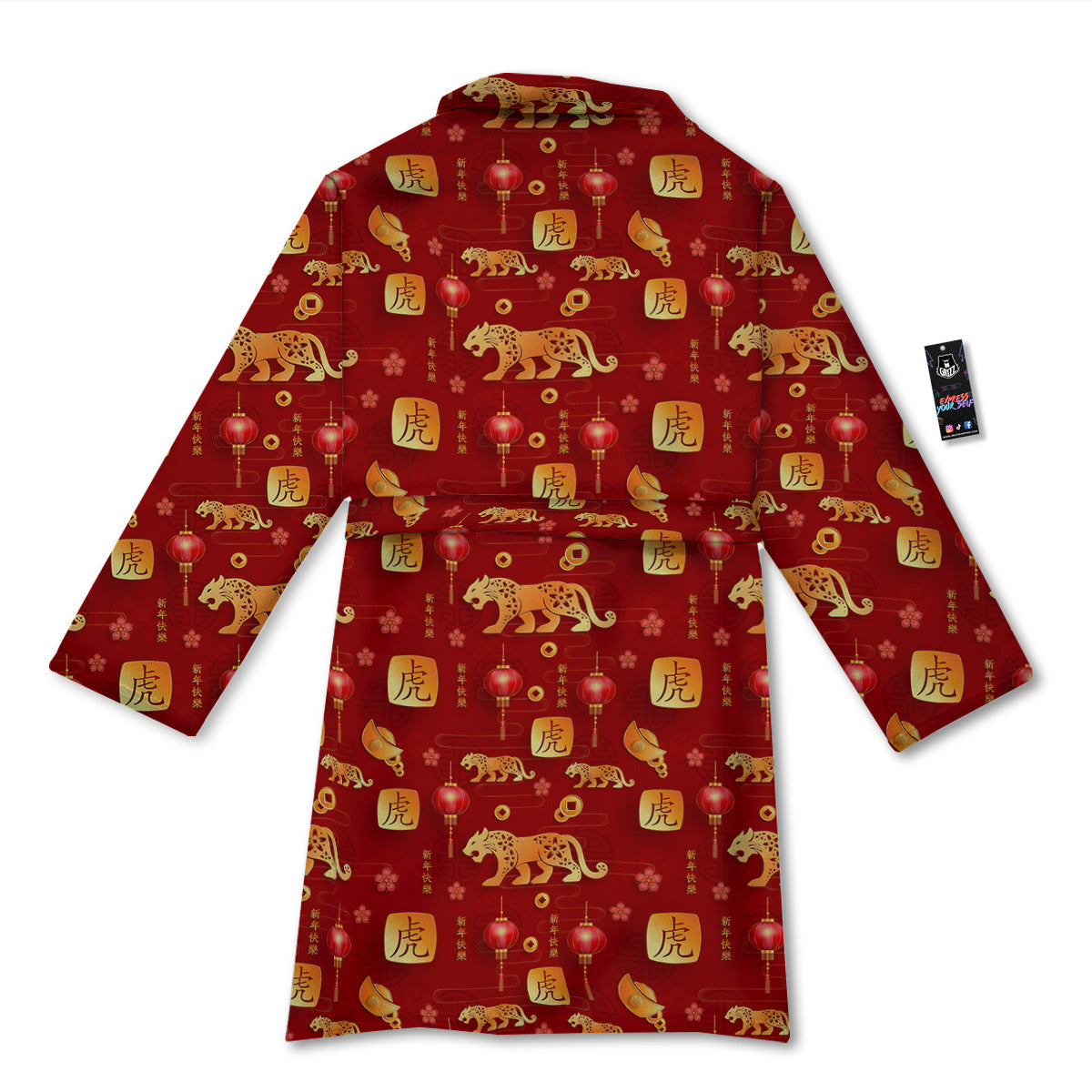 Tiger And Chinese New Year Print Pattern Bathrobe-grizzshop