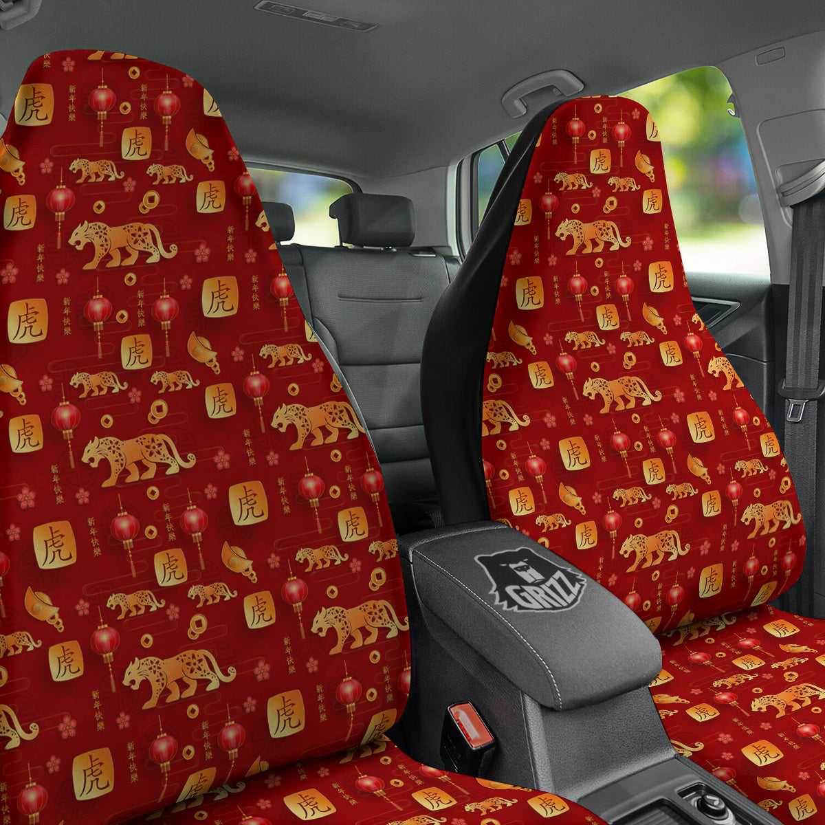 Tiger And Chinese New Year Print Pattern Car Seat Covers-grizzshop