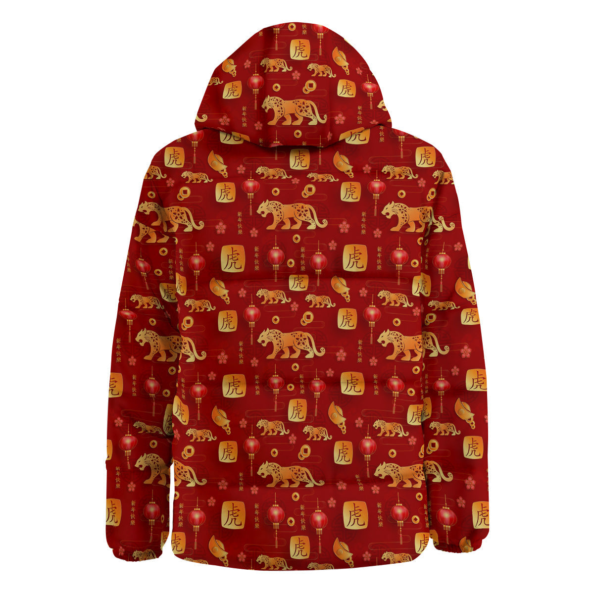 Tiger And Chinese New Year Print Pattern Down Jacket-grizzshop