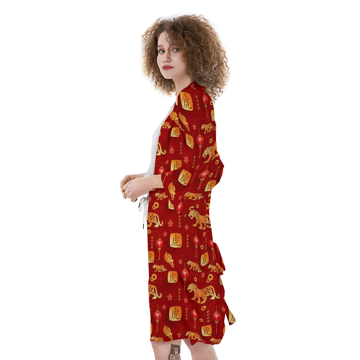 Tiger And Chinese New Year Print Pattern Kimono-grizzshop
