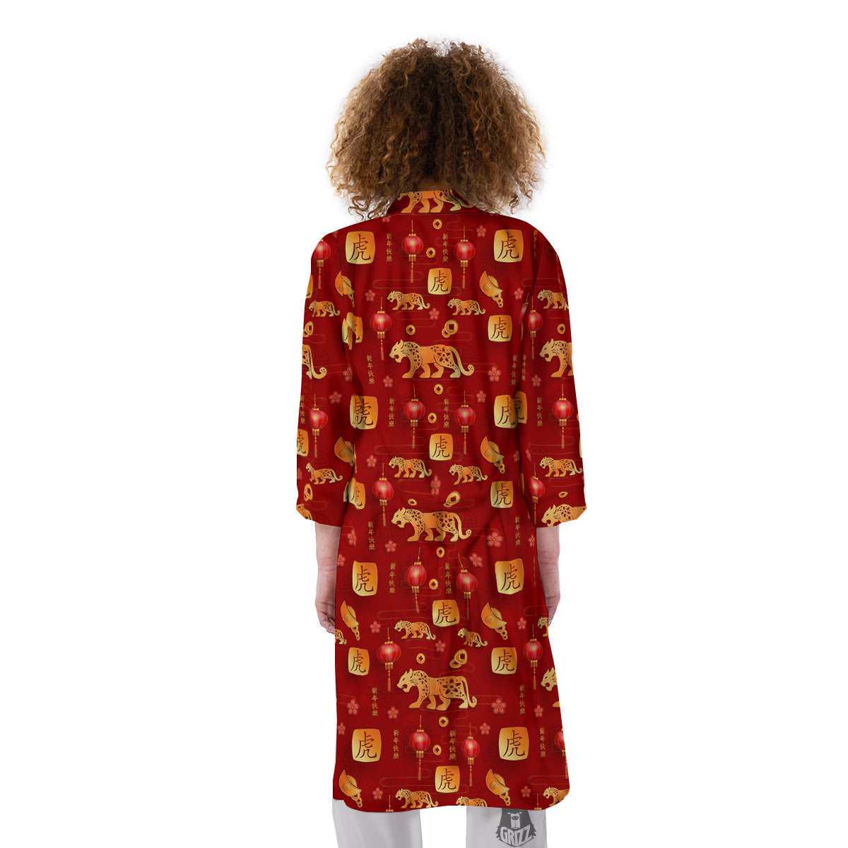 Tiger And Chinese New Year Print Pattern Kimono-grizzshop