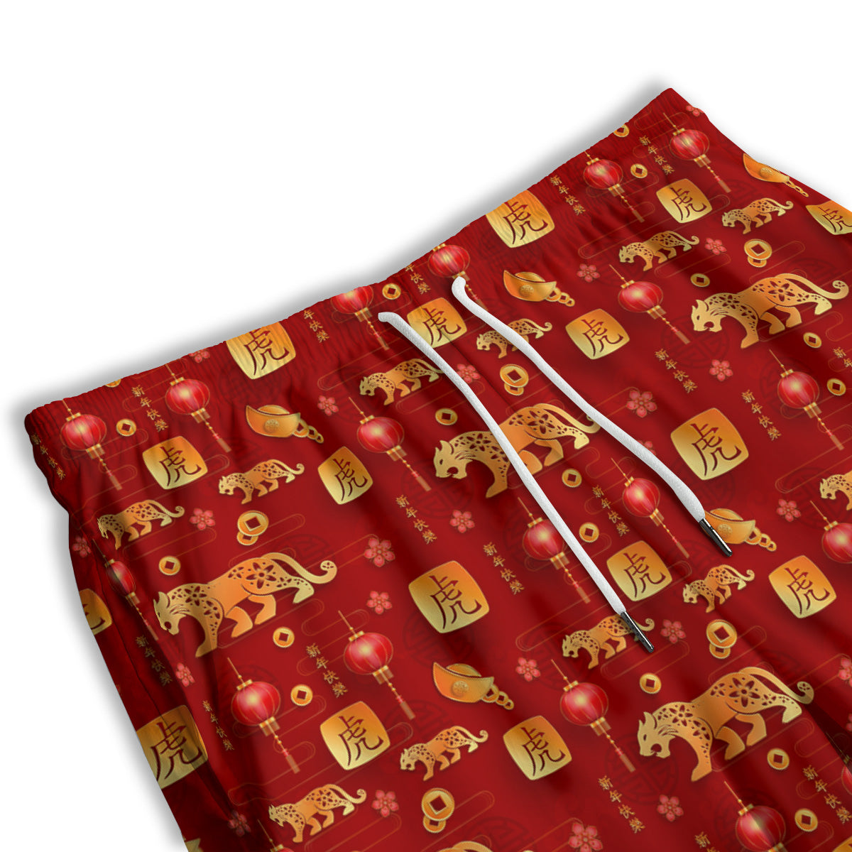 Tiger And Chinese New Year Print Pattern Men's Athletic Shorts