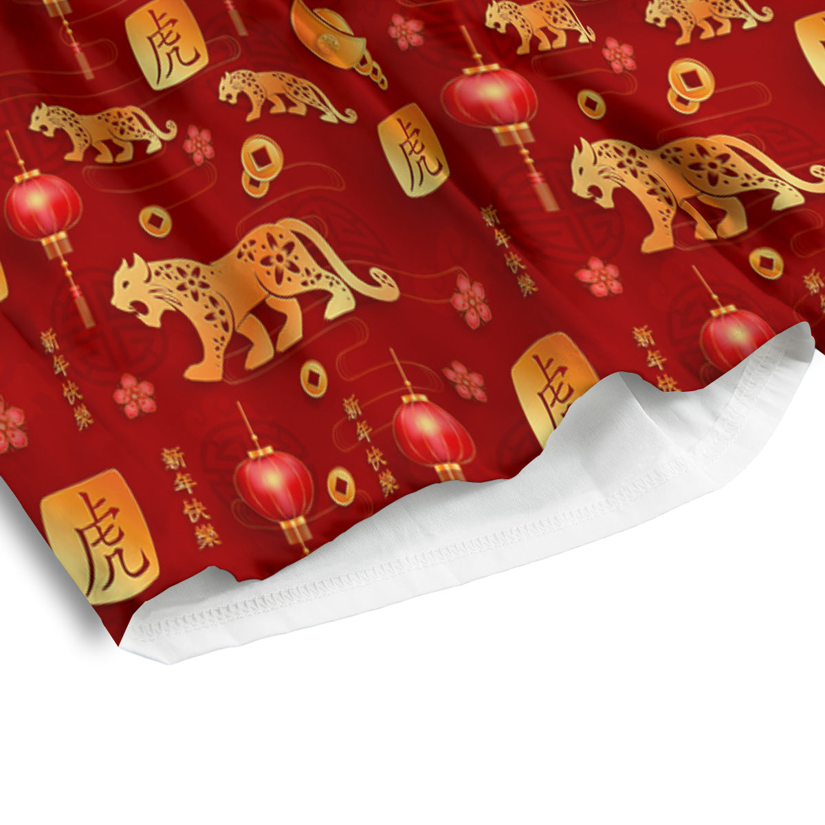Tiger And Chinese New Year Print Pattern Men's Athletic Shorts