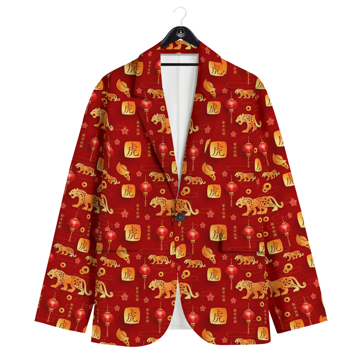 Tiger And Chinese New Year Print Pattern Men's Sport Coat-grizzshop