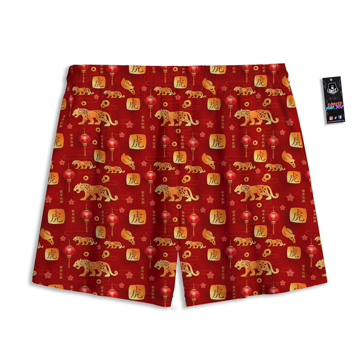 Tropical Leaf Dark Print Pattern Mesh Shorts