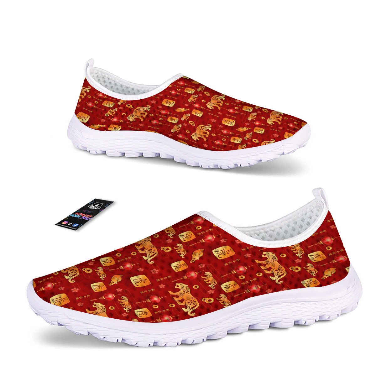 Tiger And Chinese New Year Print Pattern Nurse Shoes-grizzshop