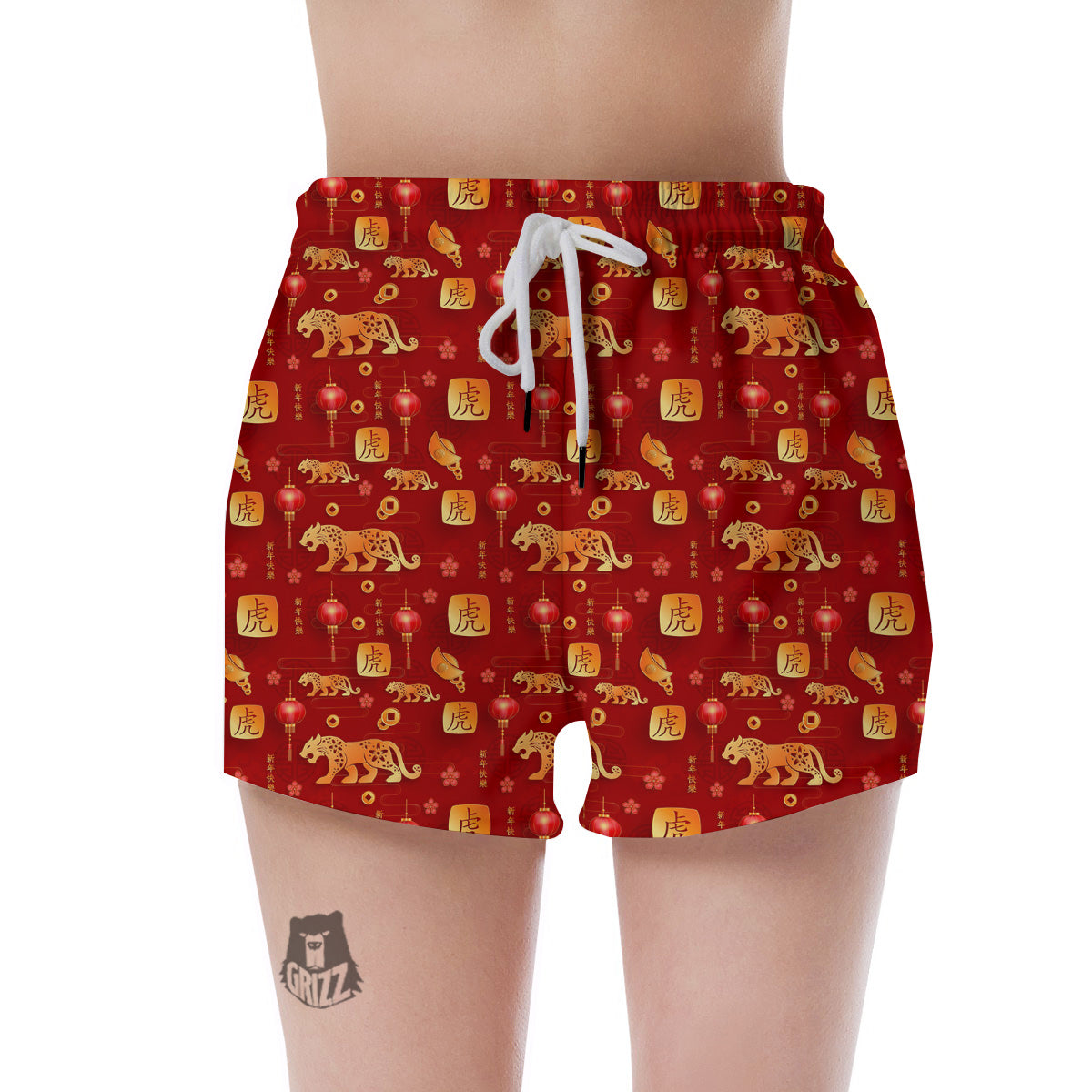 Tiger And Chinese New Year Print Pattern Women's Shorts-grizzshop