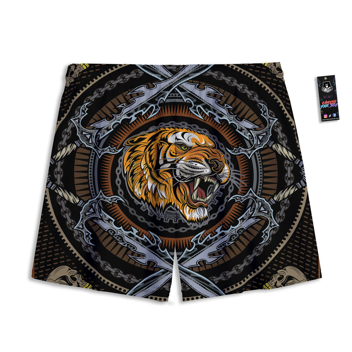 Tattersall Denim Print Pattern Mesh Shorts
