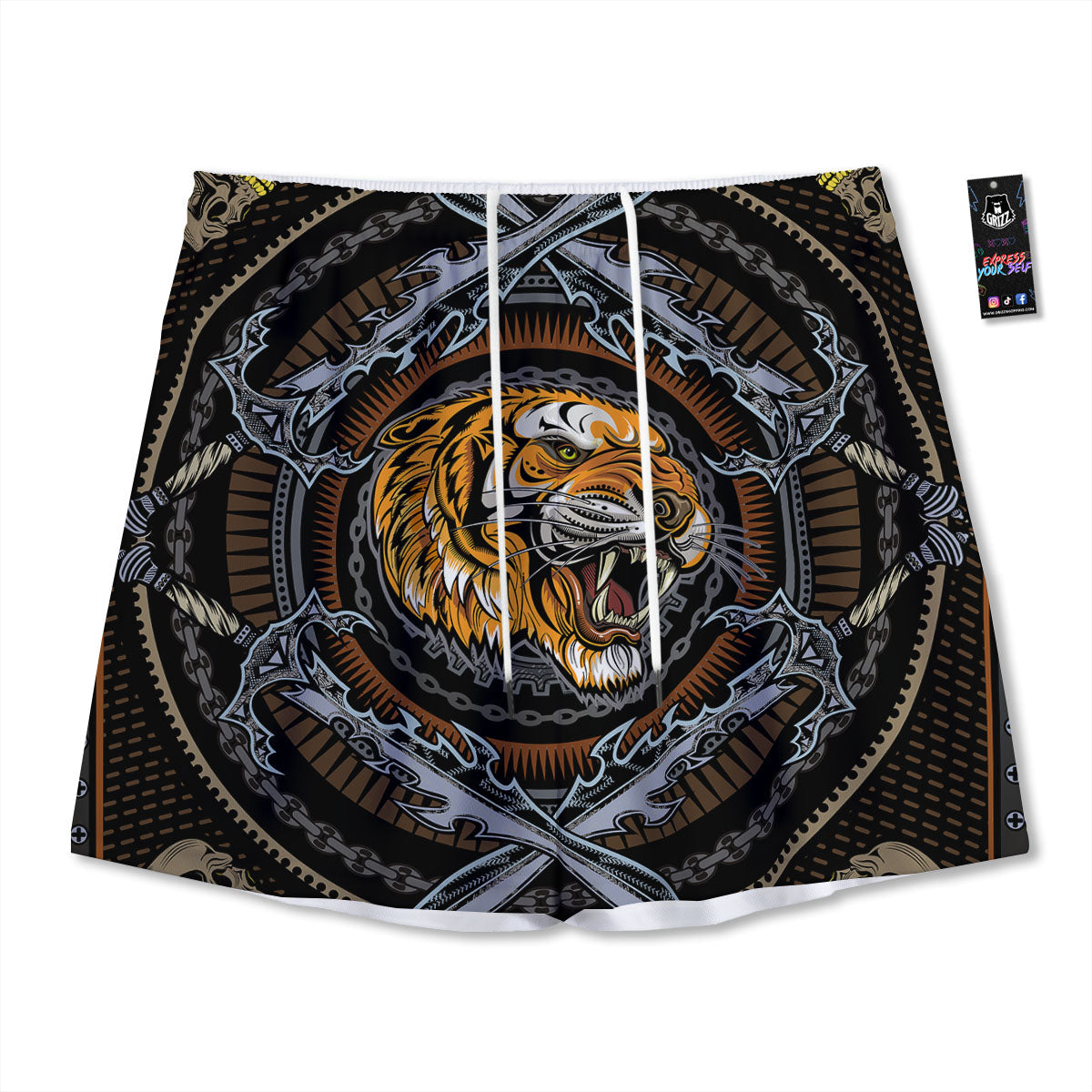 Tattersall Denim Print Pattern Mesh Shorts