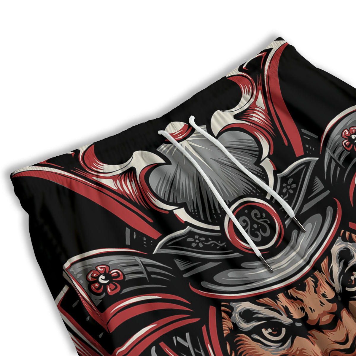 Tiger And Japanese Samurai Print Men's Athletic Shorts