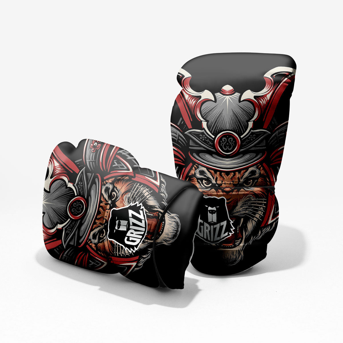 Tiger And Japanese Samurai Print Pro Boxing Glove