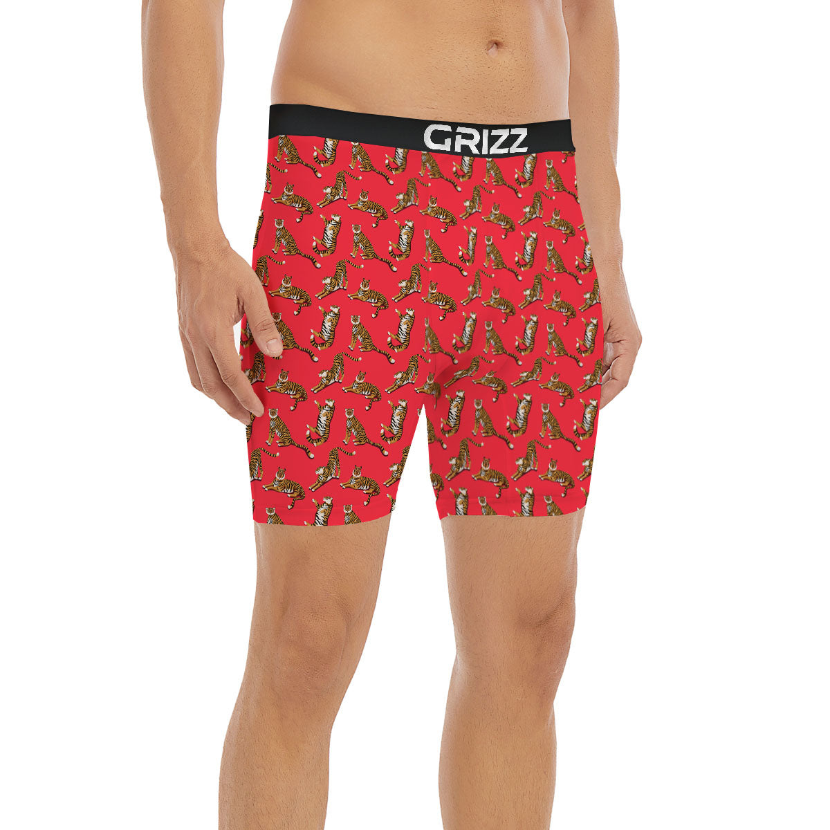 Tiger Cartoon Print Pattern Boxer Briefs-grizzshop