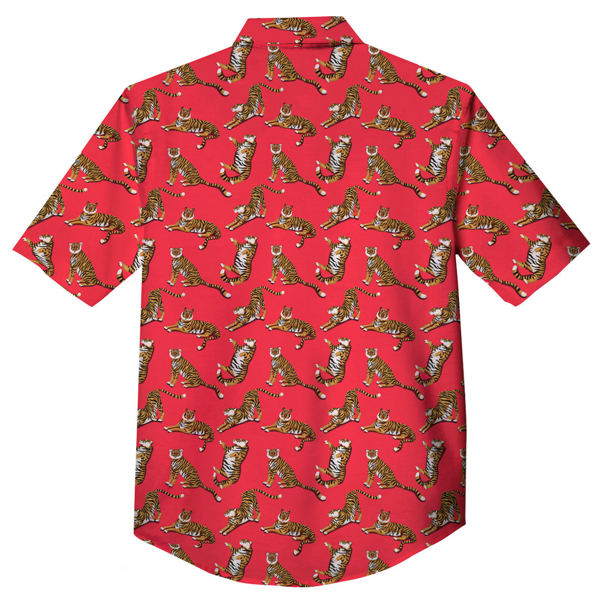 Tiger Cartoon Print Pattern Button Up Shirt-grizzshop