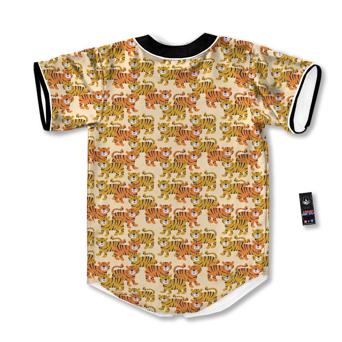 Tiger Cute Print Pattern Baseball Jersey-grizzshop