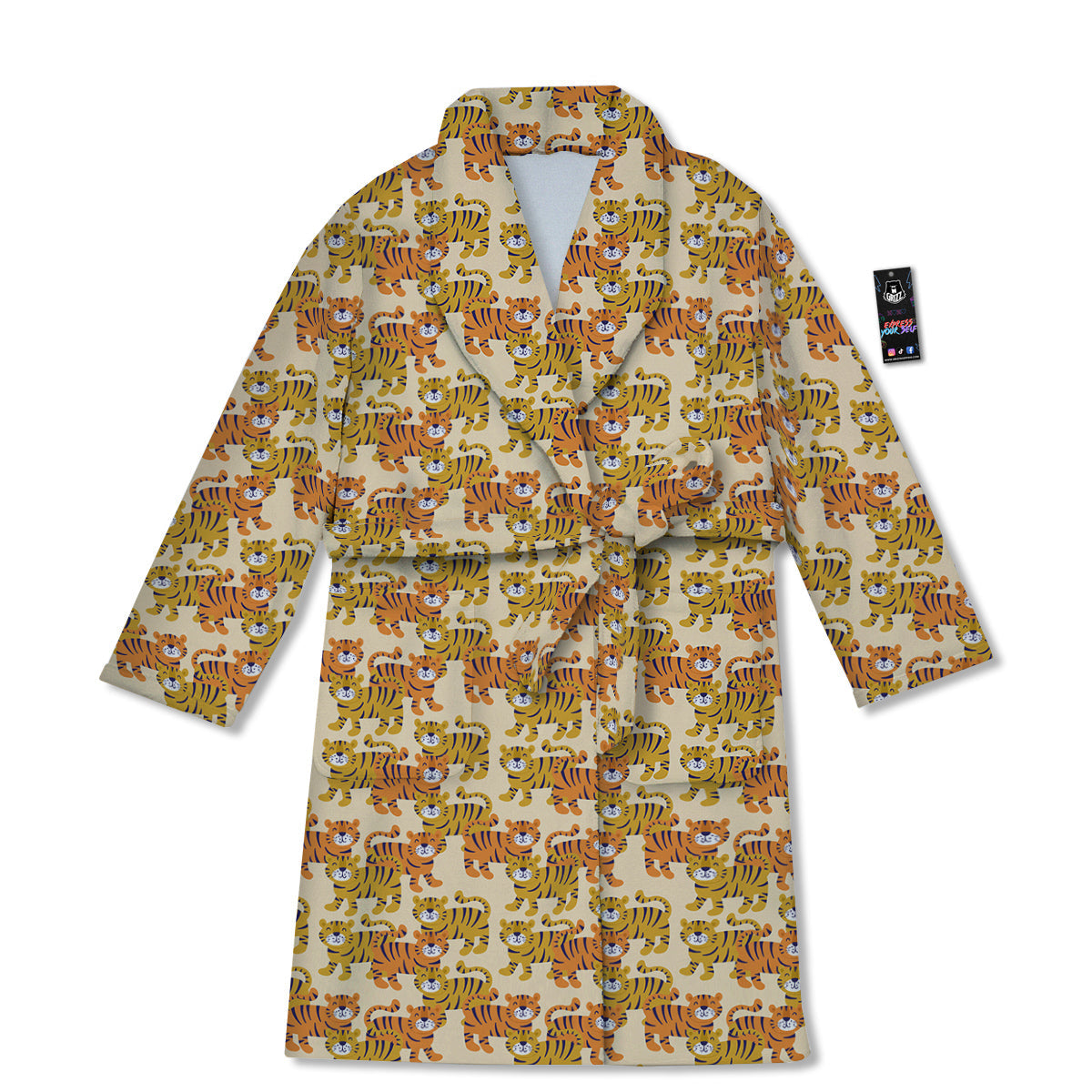 Tiger Cute Print Pattern Bathrobe-grizzshop