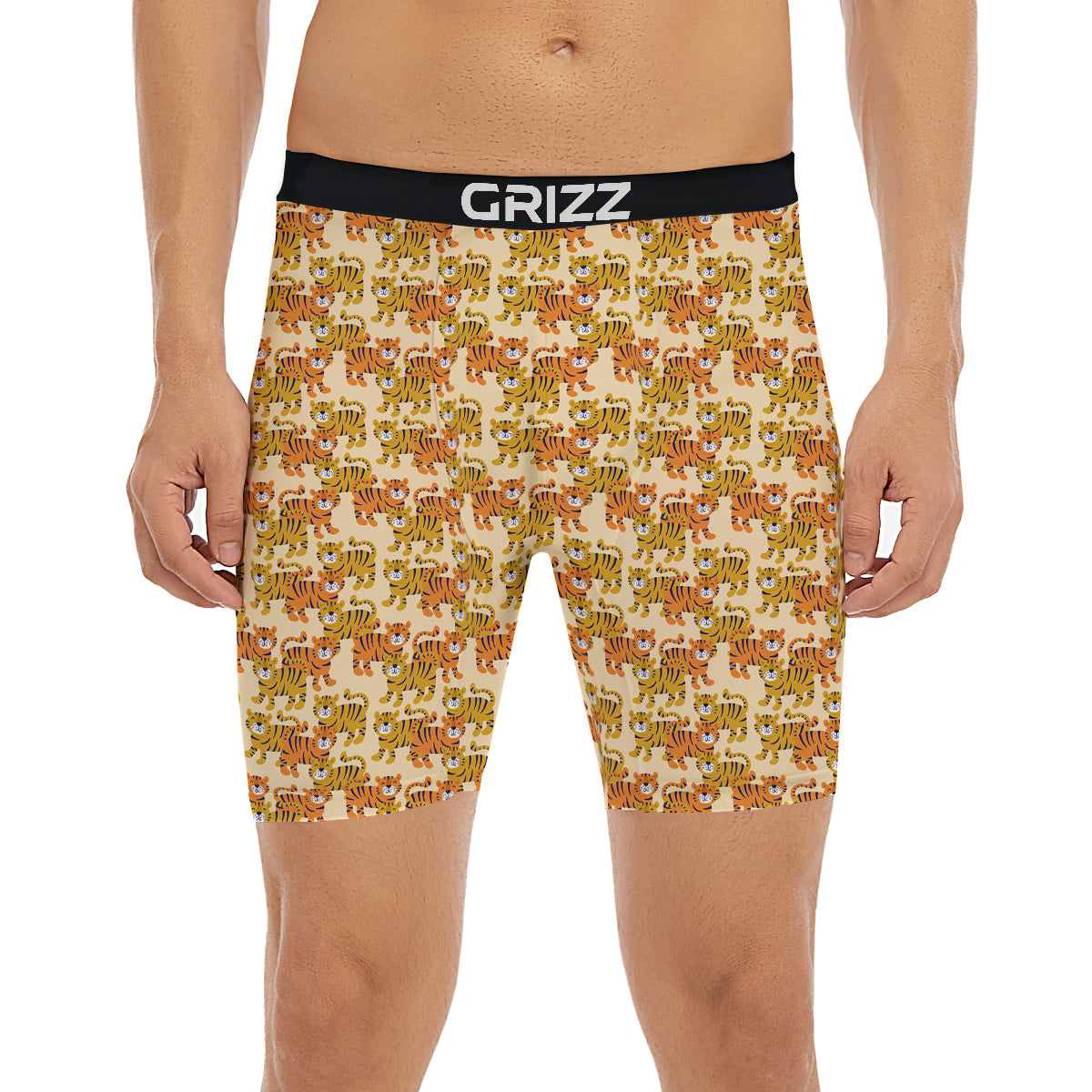 Tiger Cute Print Pattern Boxer Briefs-grizzshop