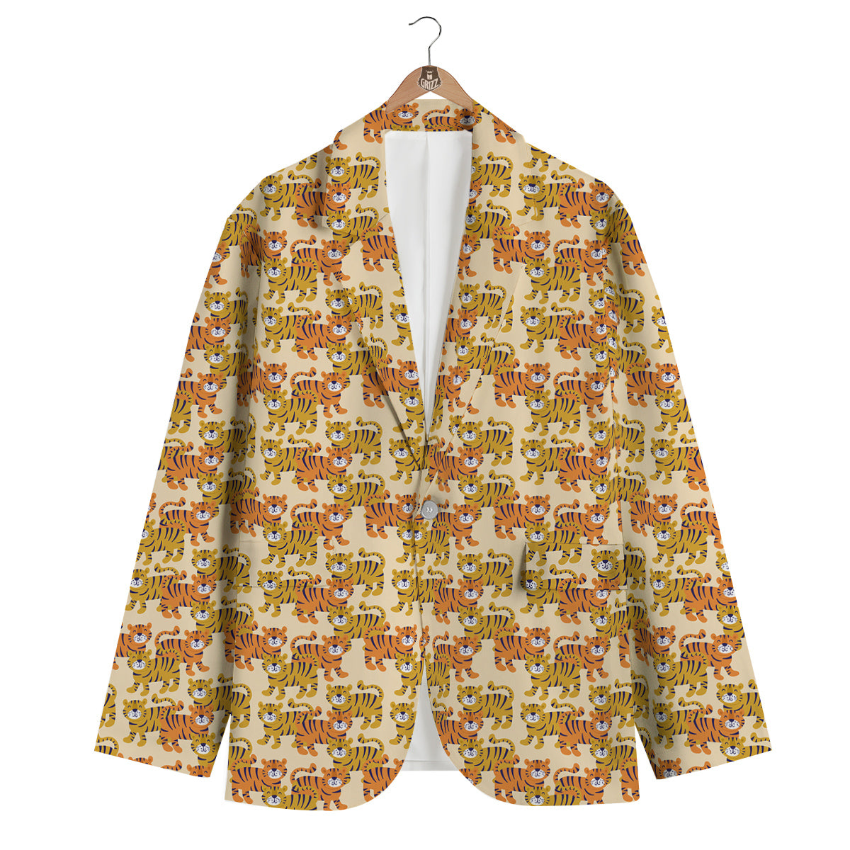 Tiger Cute Print Pattern Men's Blazer-grizzshop