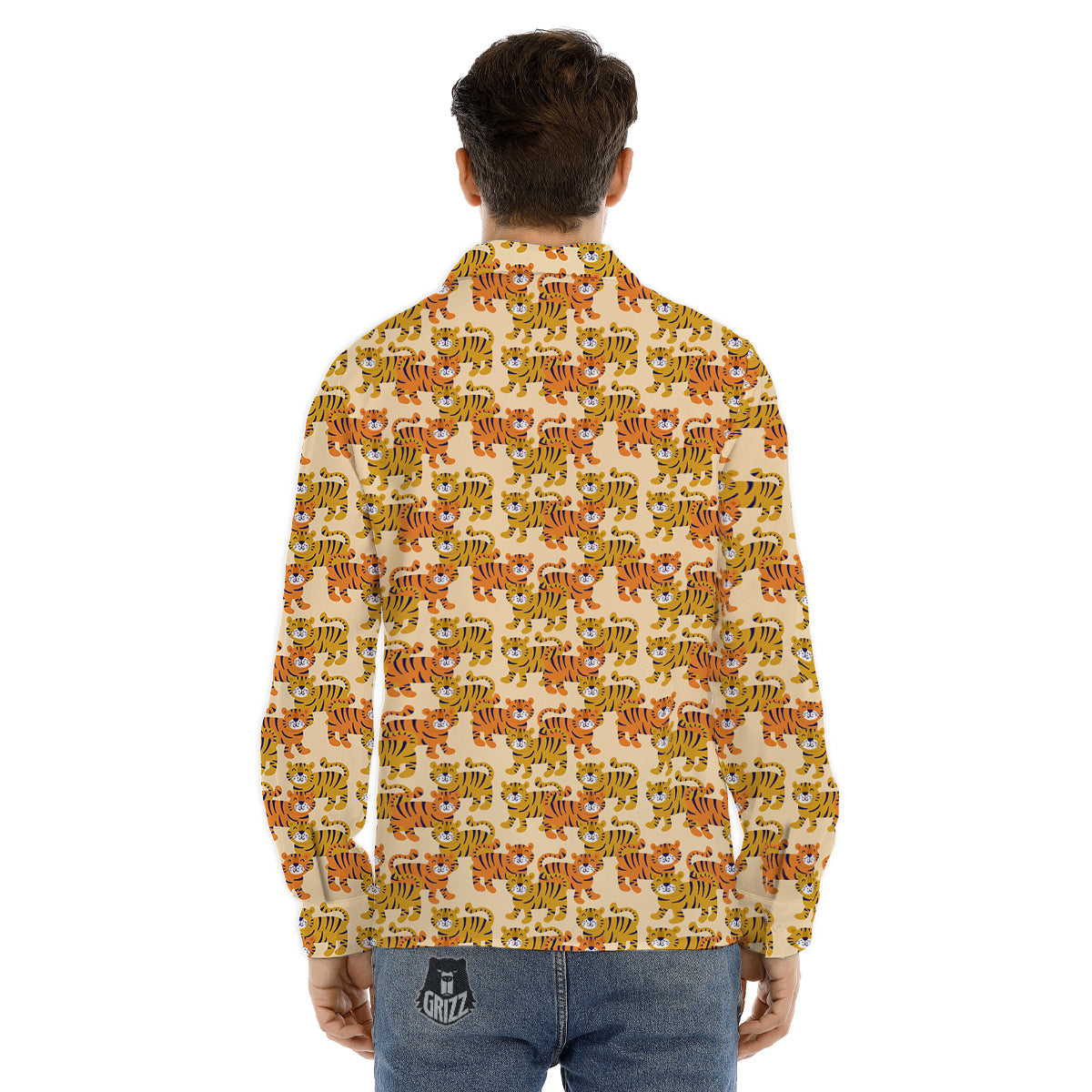 Tiger Cute Print Pattern Men's Dress Shirts-grizzshop