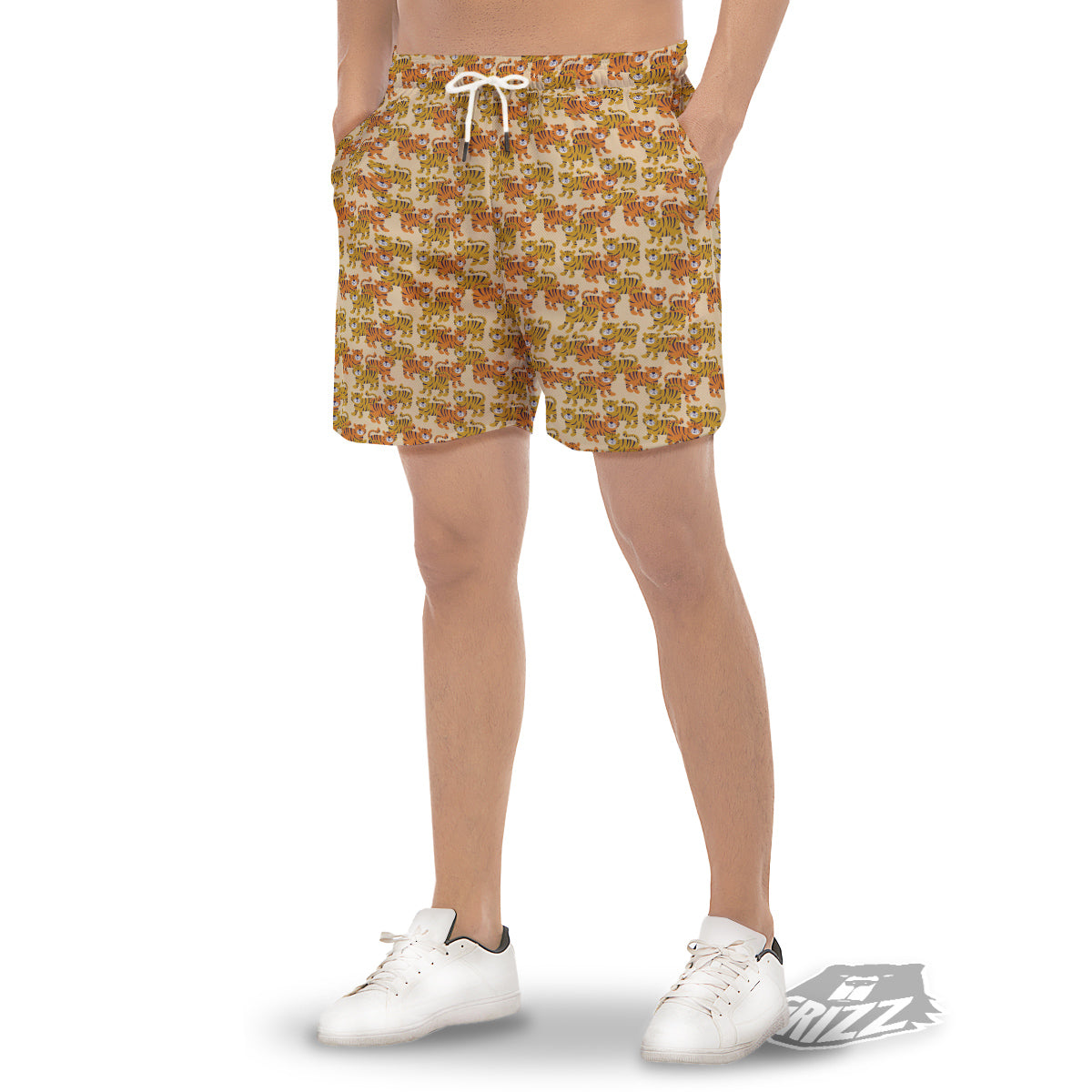 Tiger Cute Print Pattern Men's Gym Shorts-grizzshop