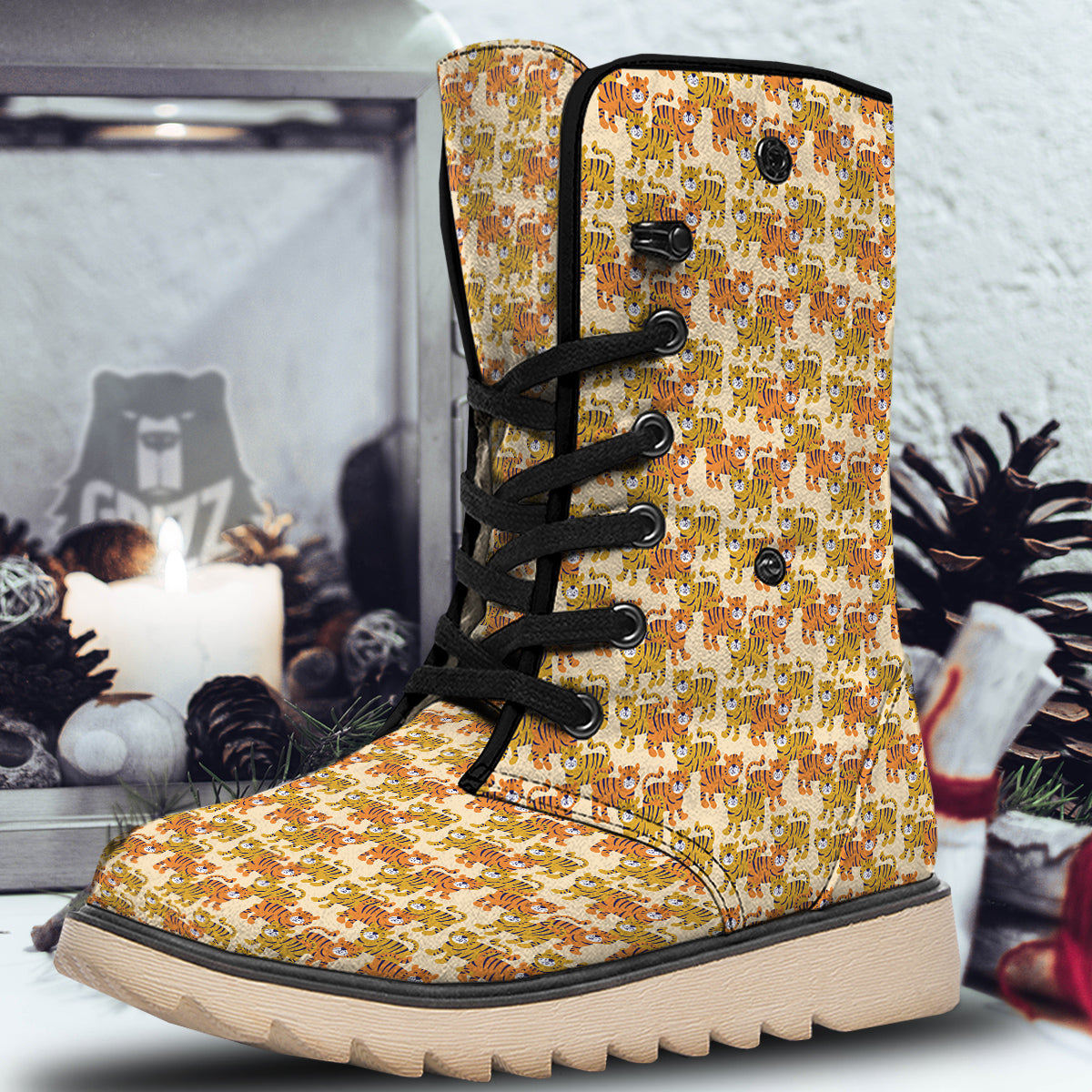 Tiger Cute Print Pattern Snow Boots-grizzshop