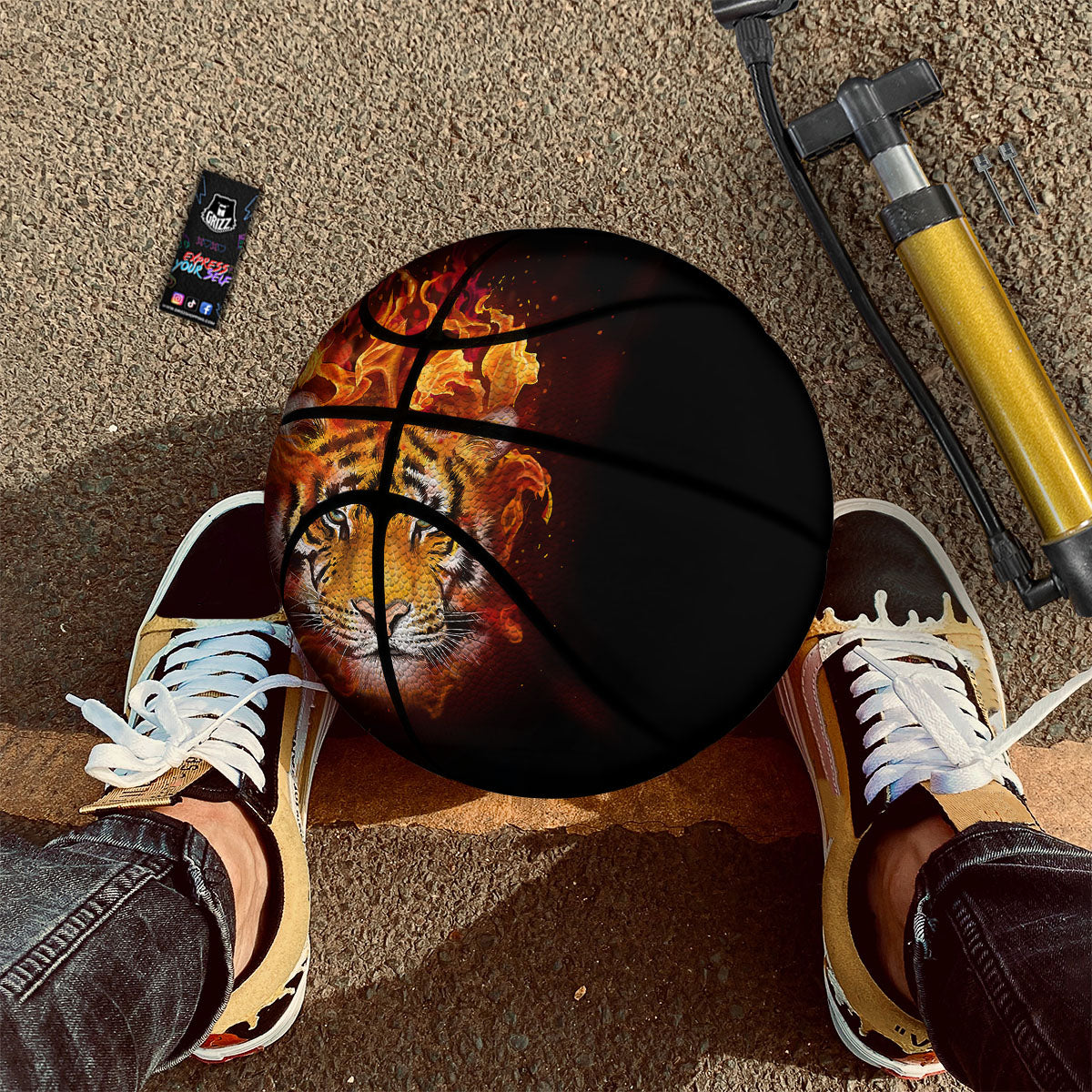 Tiger Flame Print Basketball-grizzshop