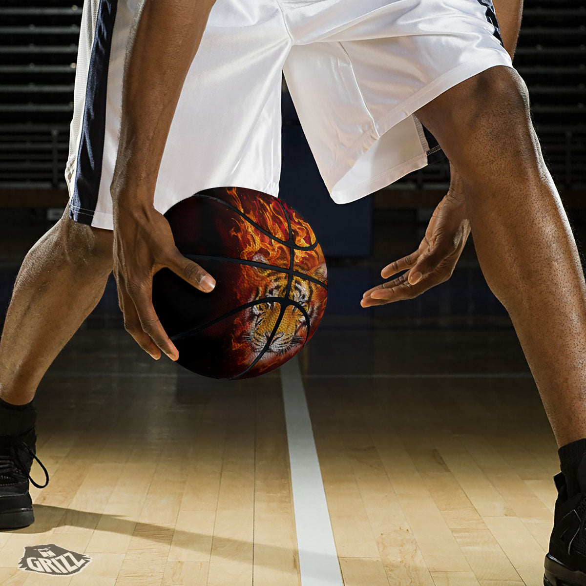 Tiger Flame Print Basketball-grizzshop