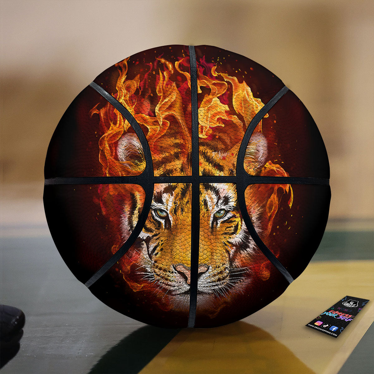 Tiger Flame Print Basketball-grizzshop