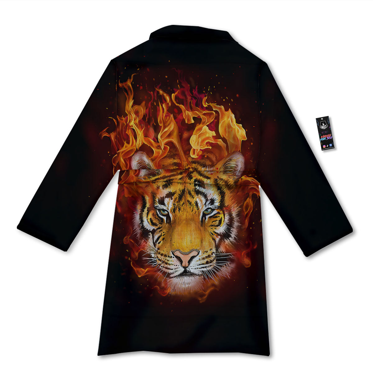 Tiger Flame Print Bathrobe-grizzshop