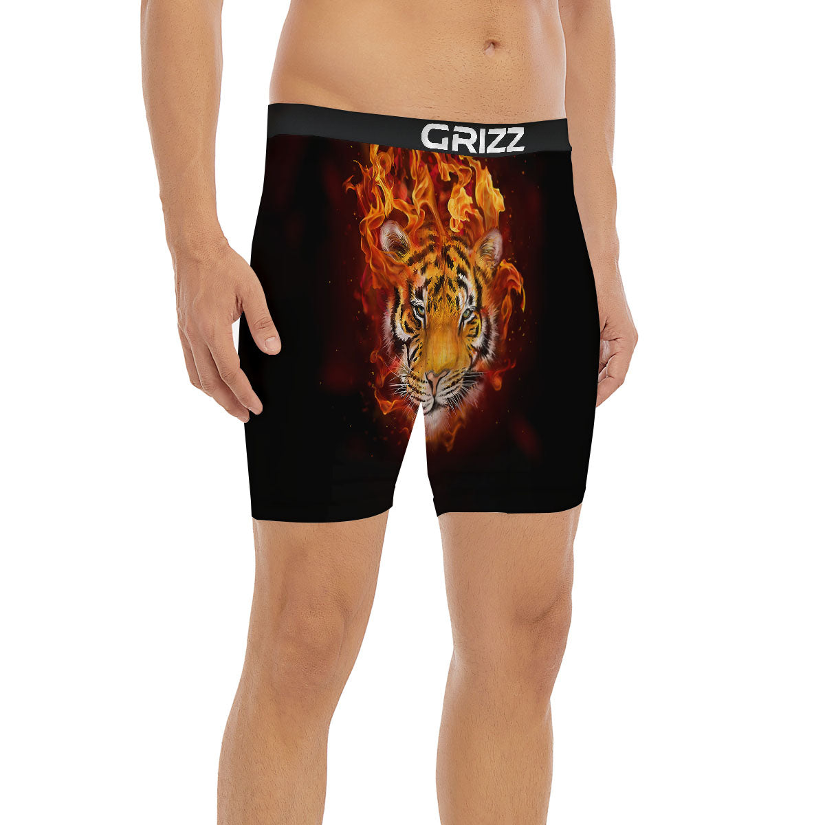 Tiger Flame Print Boxer Briefs-grizzshop