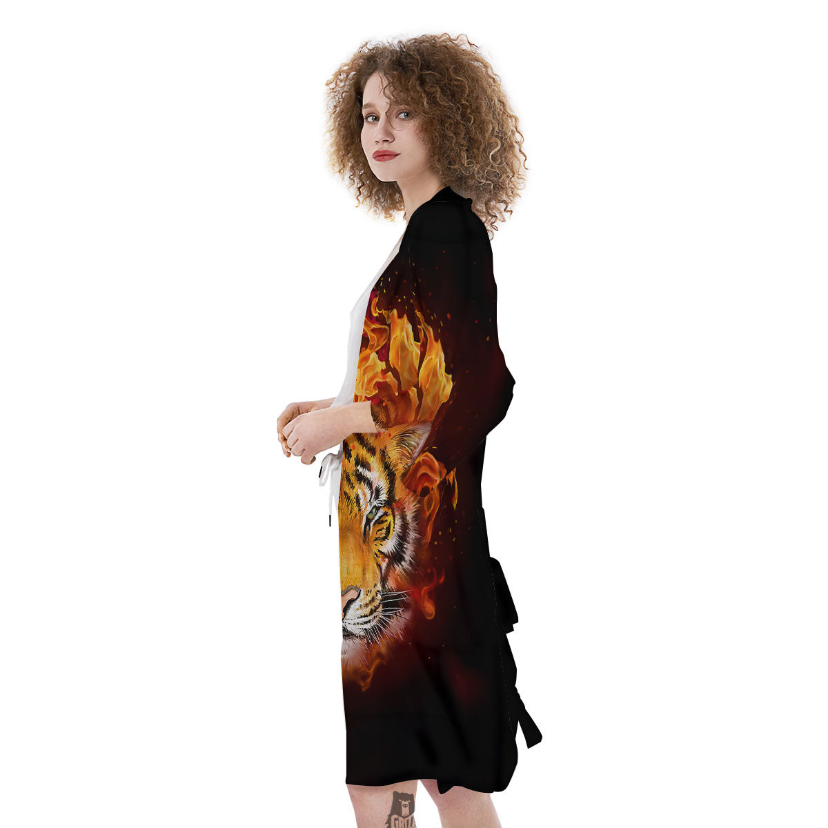 Tiger Flame Print Kimono-grizzshop