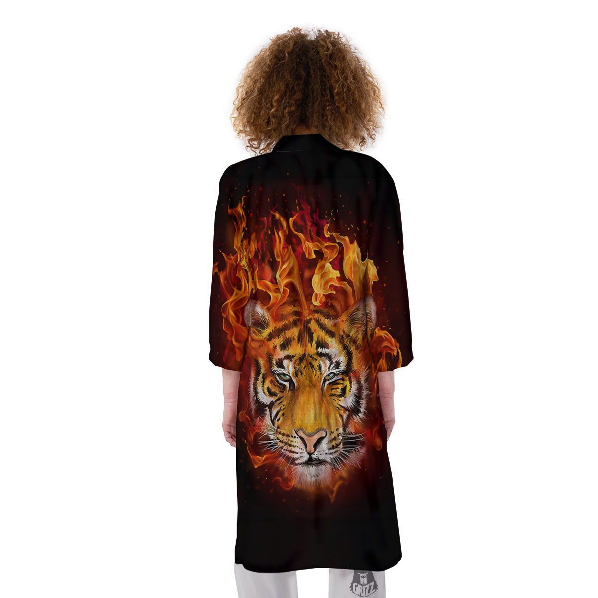 Tiger Flame Print Kimono-grizzshop