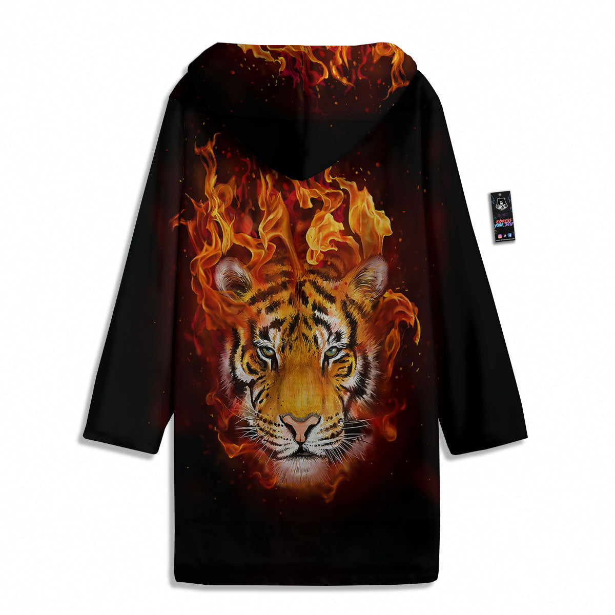Tiger Flame Print Men's Windbreaker Jacket-grizzshop