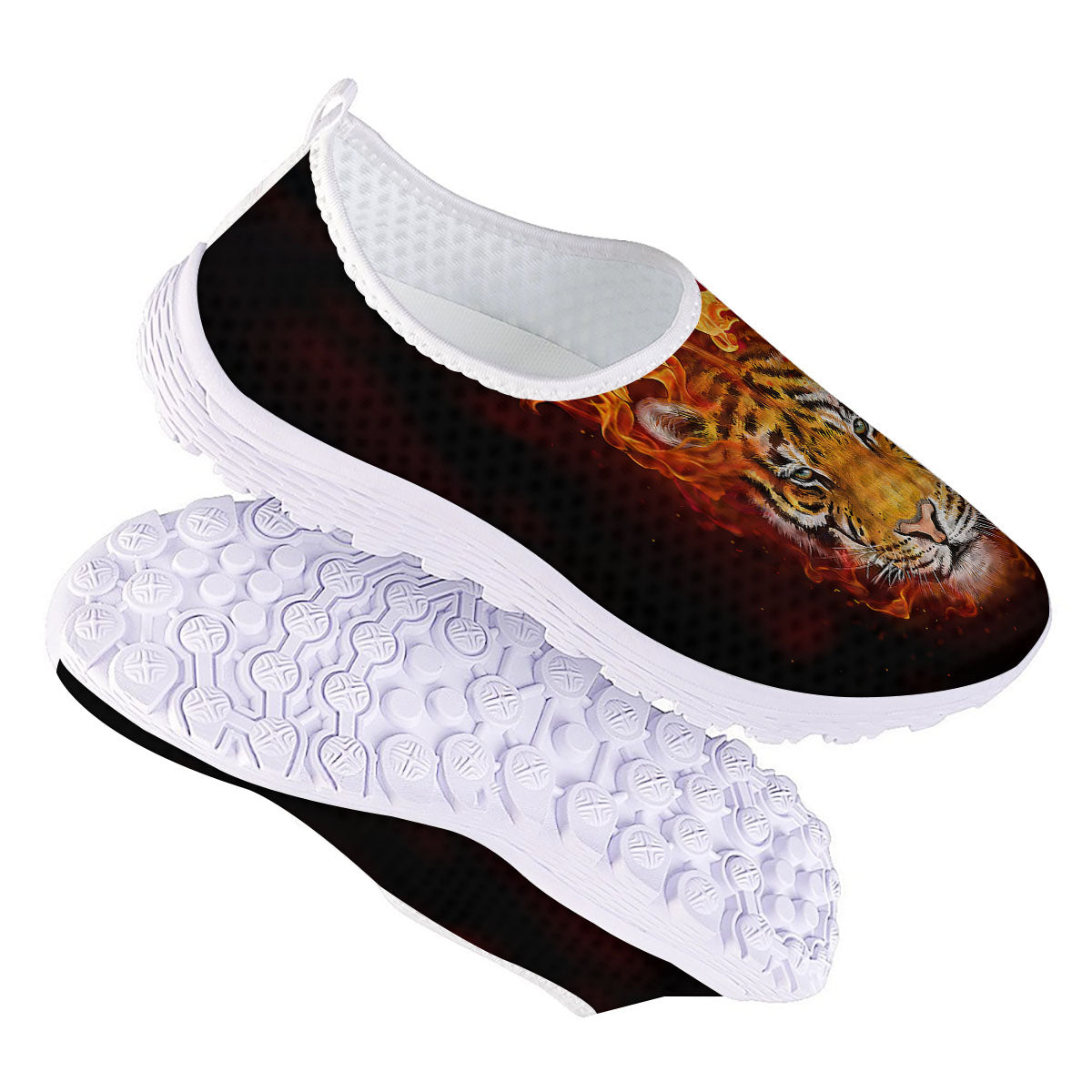 Tiger Flame Print Nurse Shoes-grizzshop
