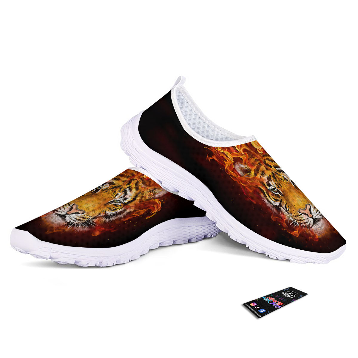 Tiger Flame Print Nurse Shoes-grizzshop
