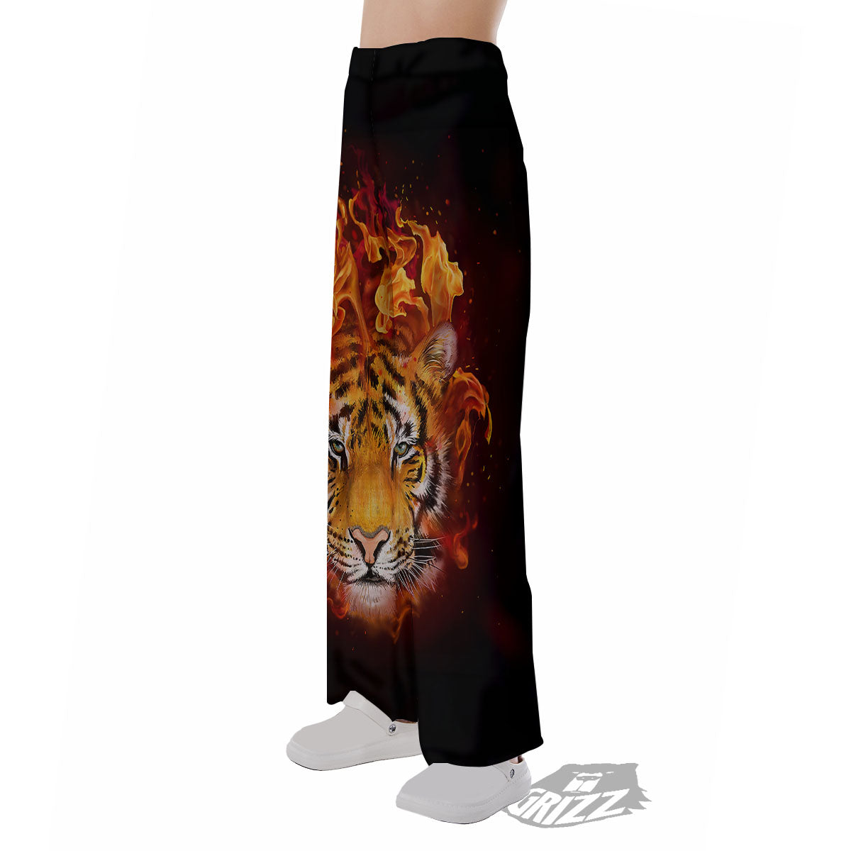Tiger Flame Print Pajama Pants-grizzshop