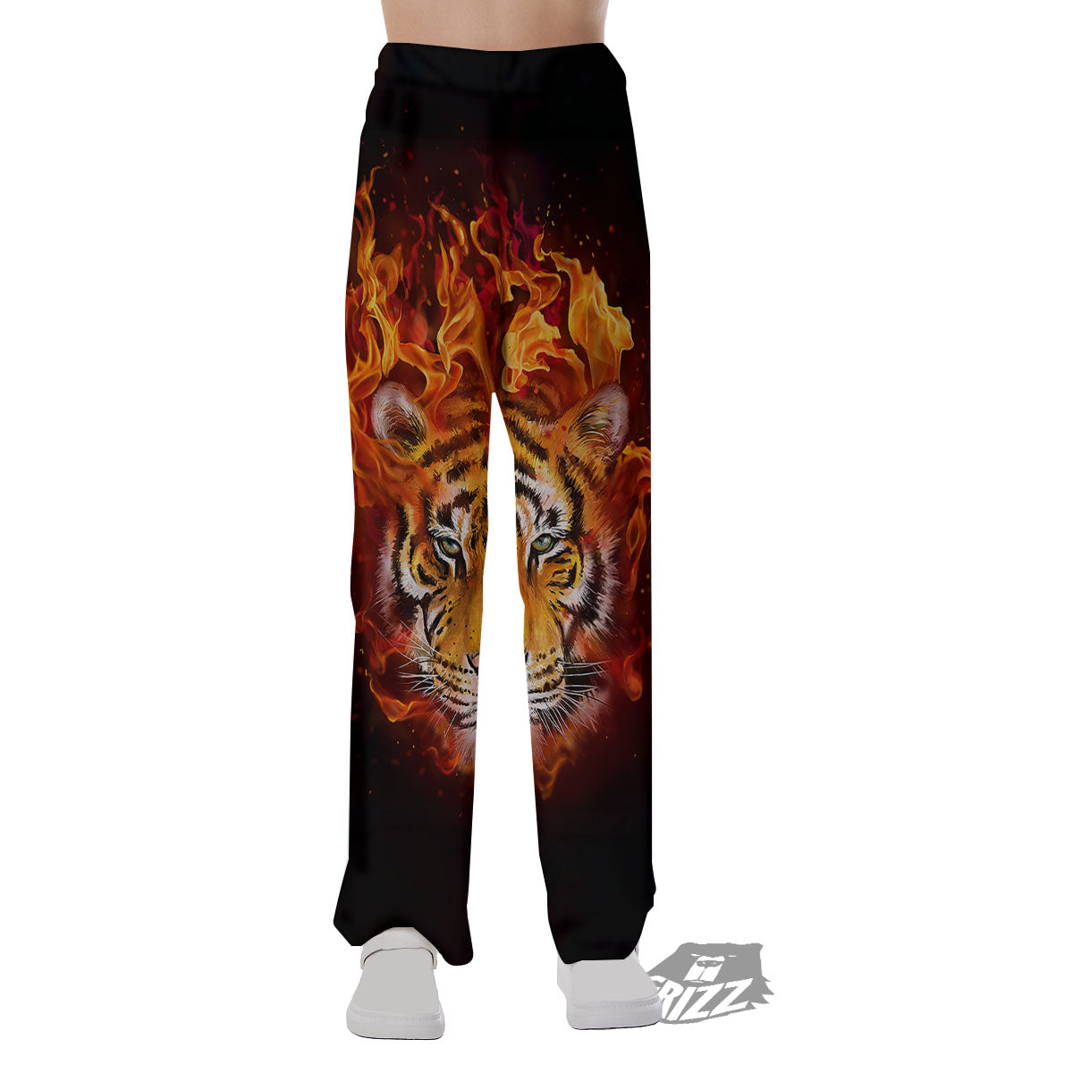Tiger Flame Print Pajama Pants-grizzshop