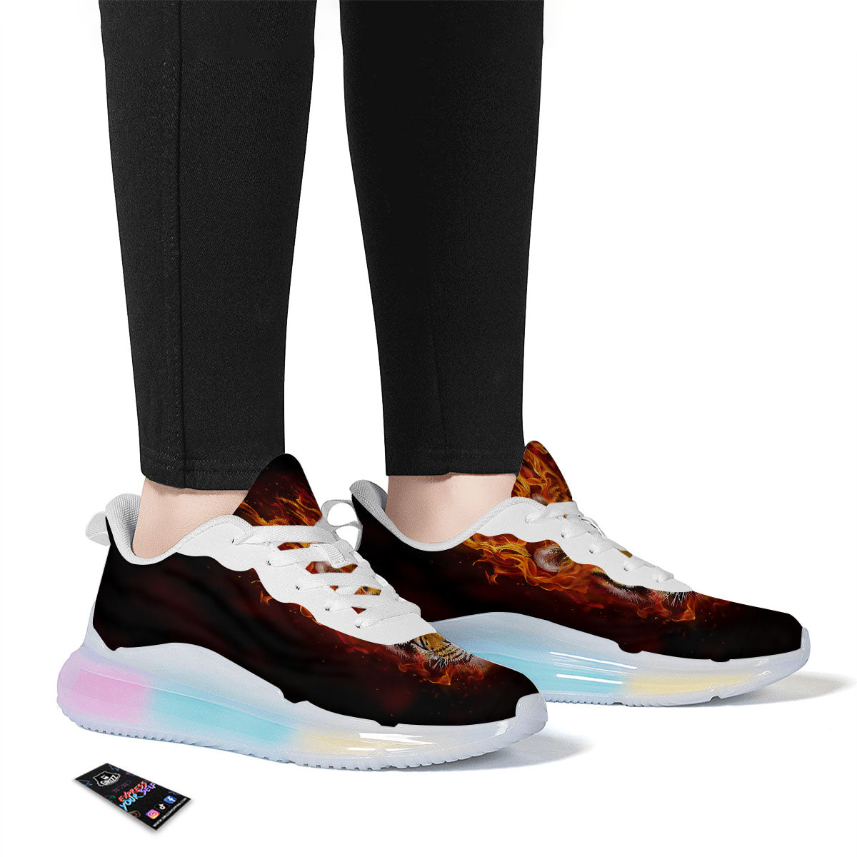 Tiger Flame Print Running Sneakers-grizzshop