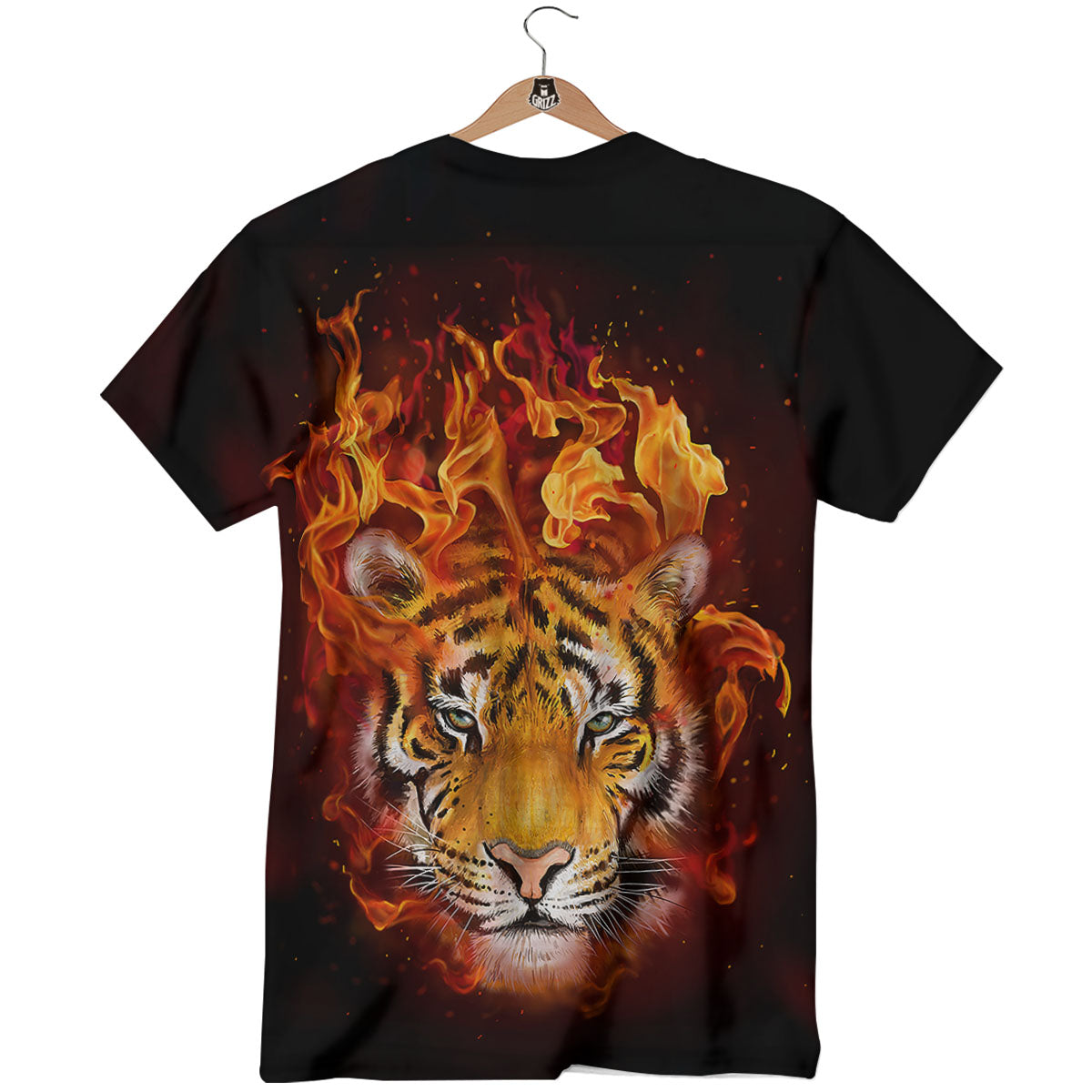 Tiger Flame Print T-Shirt-grizzshop