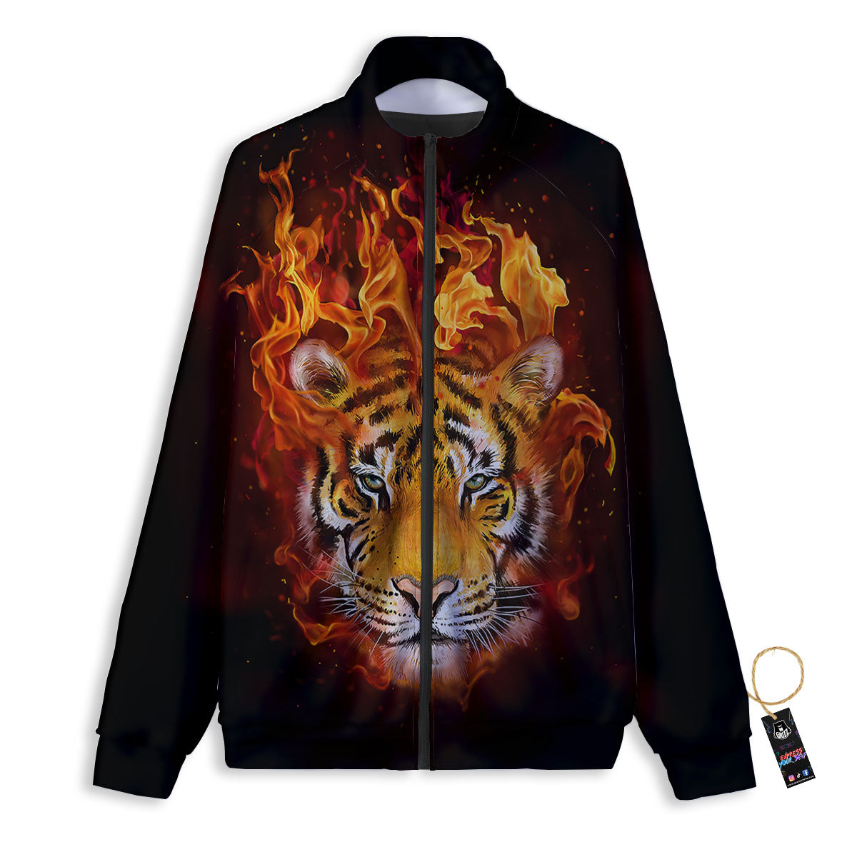 Tiger Flame Print Track Jacket-grizzshop