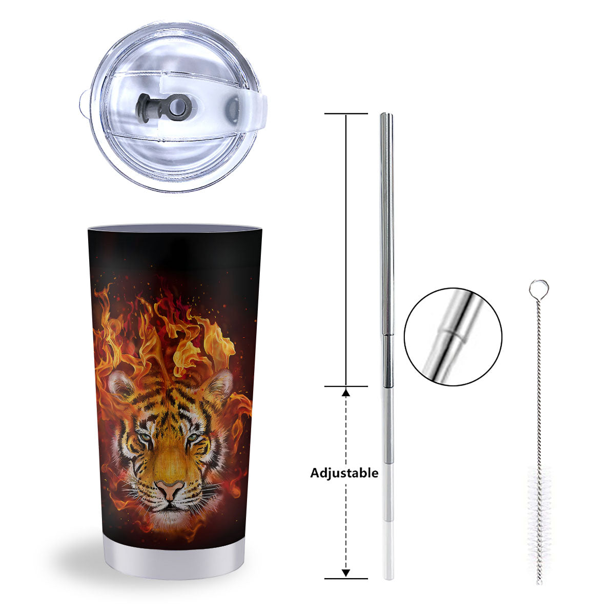 Tiger Flame Print Tumbler-grizzshop