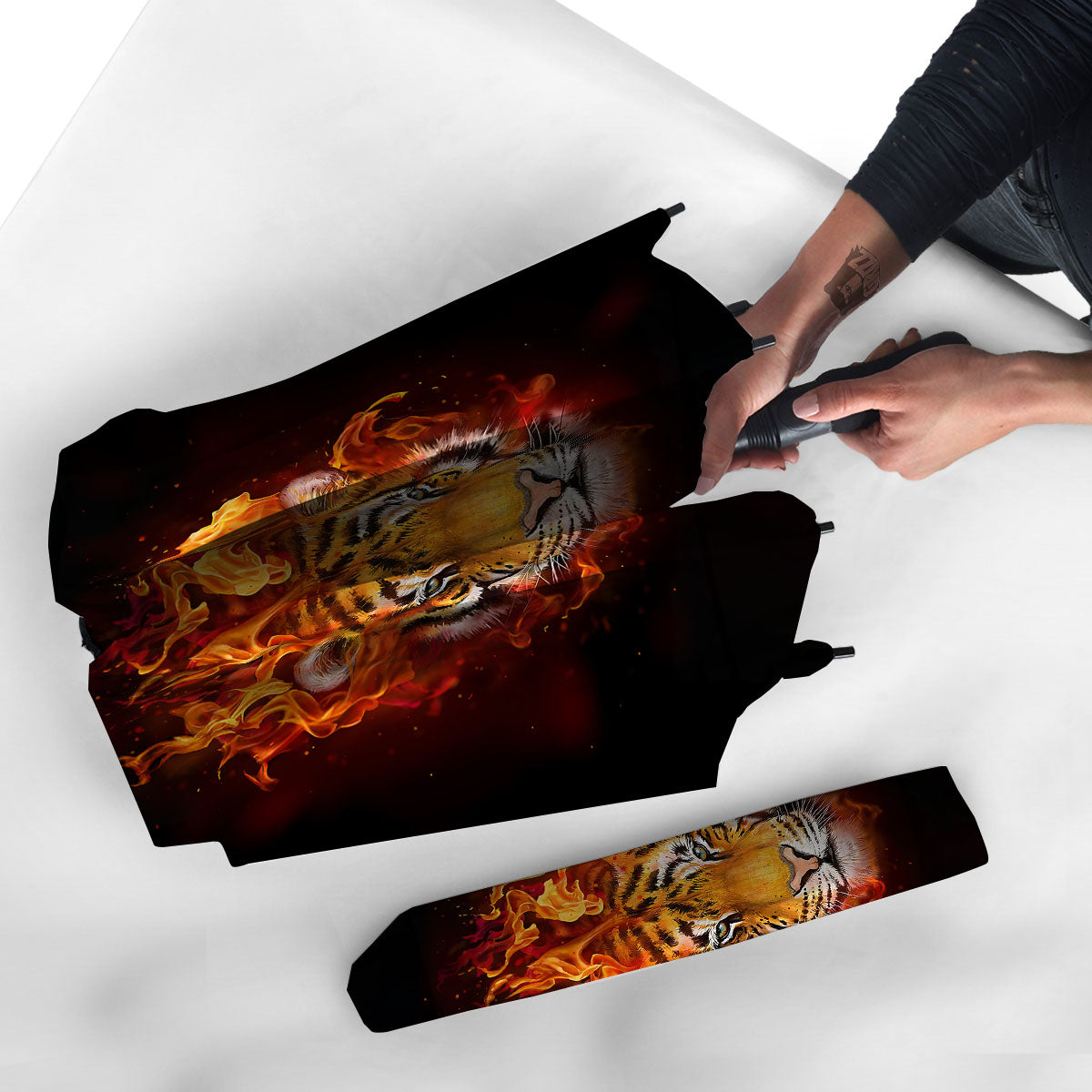 Tiger Flame Print Umbrella-grizzshop