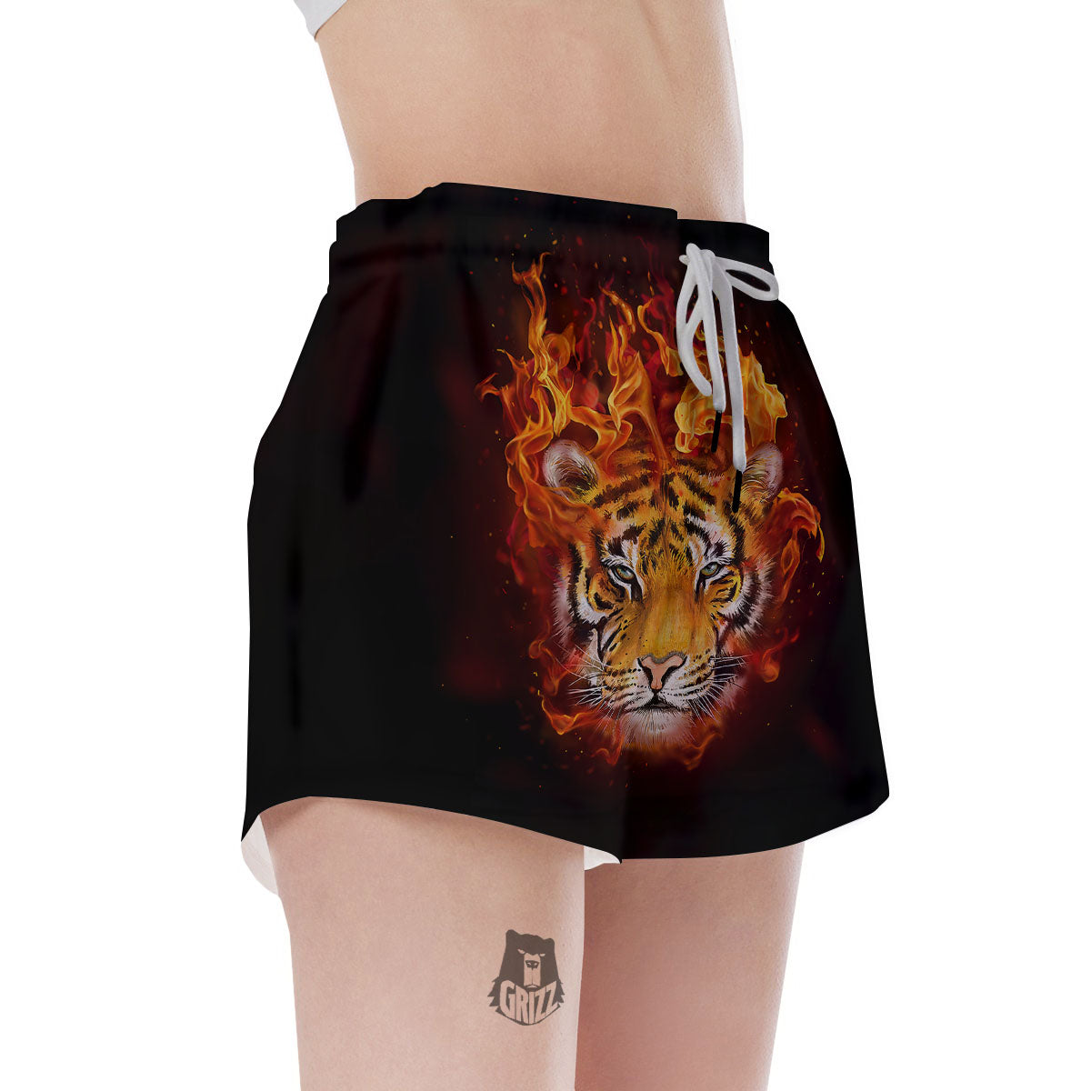 Tiger Flame Print Women's Shorts-grizzshop