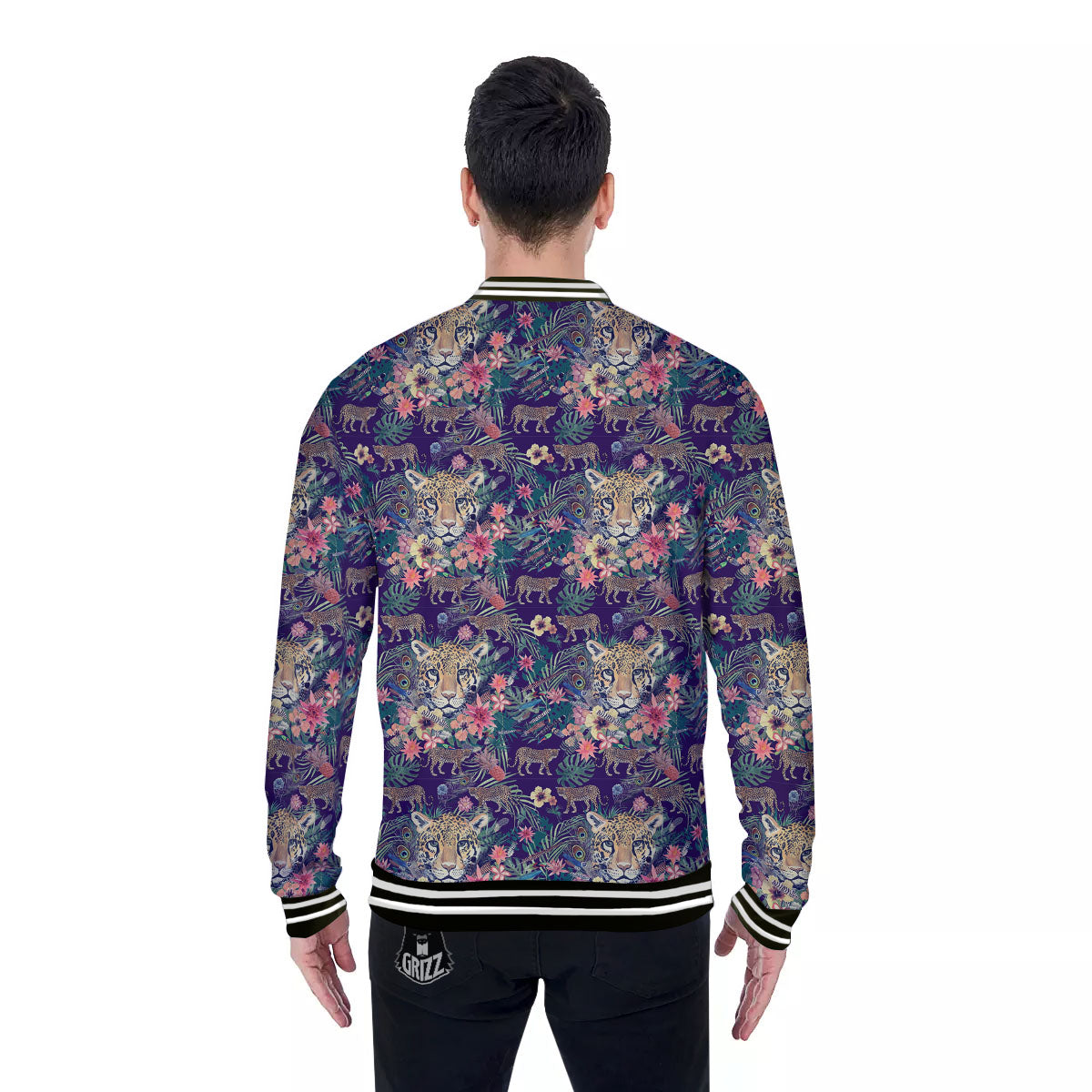 Tiger Flower And Print Pattern Baseball Jacket-grizzshop