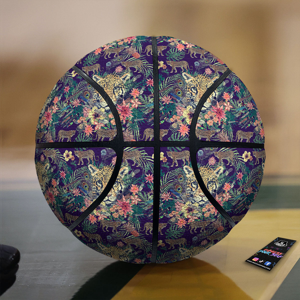 Tiger Flower And Print Pattern Basketball-grizzshop